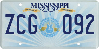 MS license plate ZCG092