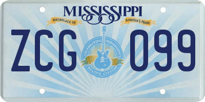 MS license plate ZCG099
