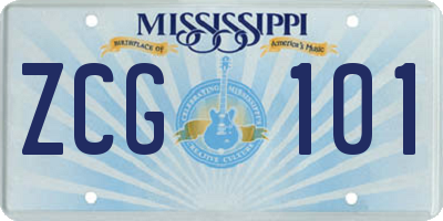 MS license plate ZCG101