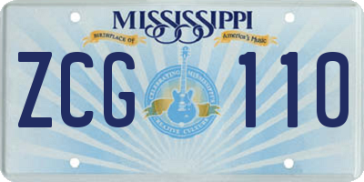 MS license plate ZCG110