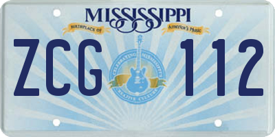 MS license plate ZCG112
