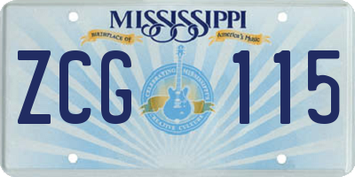 MS license plate ZCG115