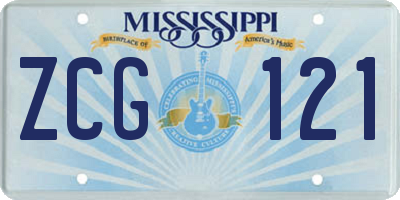 MS license plate ZCG121