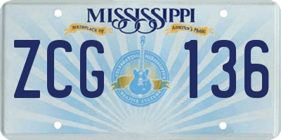 MS license plate ZCG136