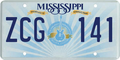 MS license plate ZCG141
