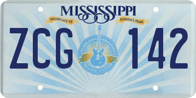 MS license plate ZCG142