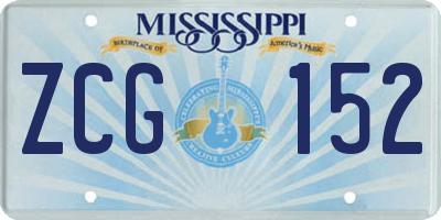MS license plate ZCG152