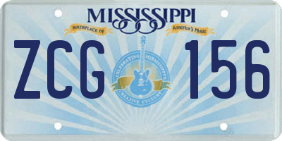 MS license plate ZCG156