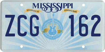 MS license plate ZCG162