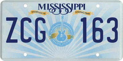 MS license plate ZCG163