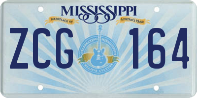 MS license plate ZCG164