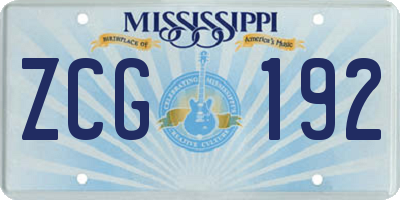 MS license plate ZCG192