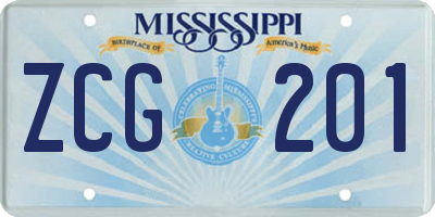 MS license plate ZCG201