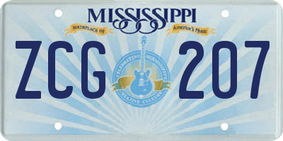 MS license plate ZCG207