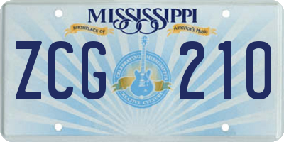 MS license plate ZCG210