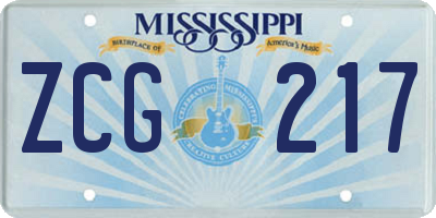 MS license plate ZCG217