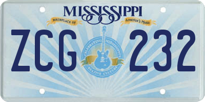 MS license plate ZCG232