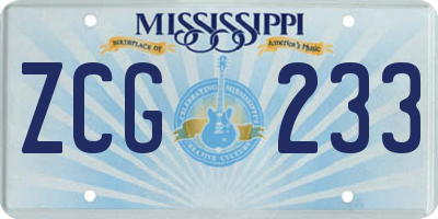 MS license plate ZCG233