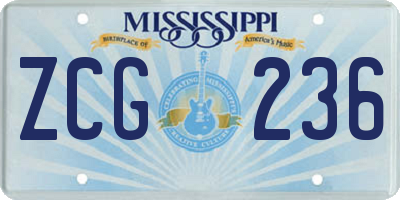 MS license plate ZCG236