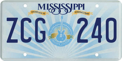 MS license plate ZCG240
