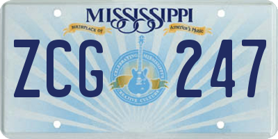 MS license plate ZCG247
