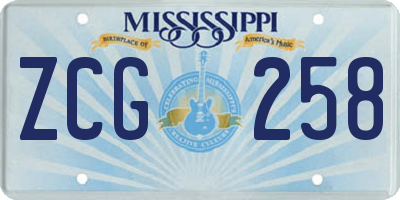 MS license plate ZCG258