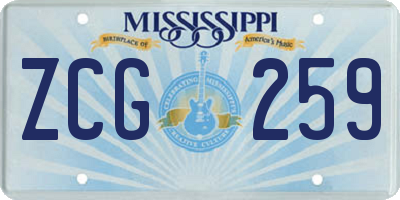 MS license plate ZCG259