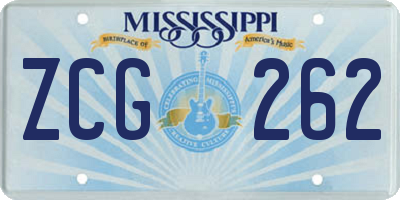 MS license plate ZCG262