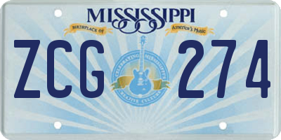 MS license plate ZCG274