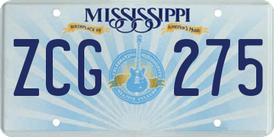 MS license plate ZCG275