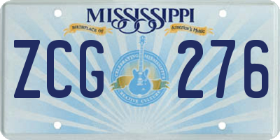 MS license plate ZCG276
