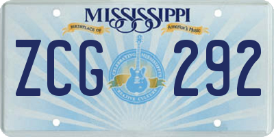 MS license plate ZCG292
