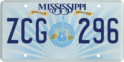 MS license plate ZCG296