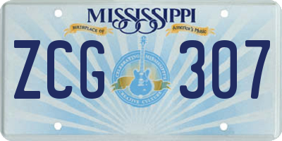 MS license plate ZCG307