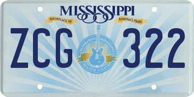 MS license plate ZCG322