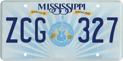 MS license plate ZCG327