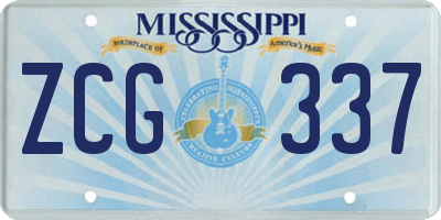 MS license plate ZCG337