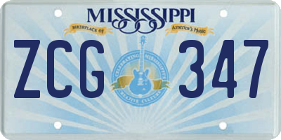 MS license plate ZCG347
