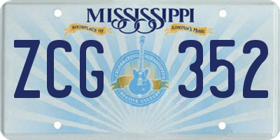 MS license plate ZCG352