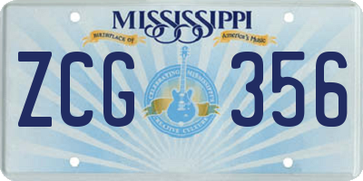 MS license plate ZCG356