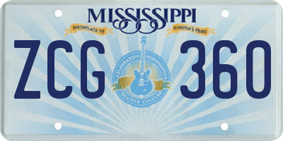 MS license plate ZCG360