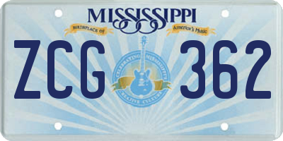 MS license plate ZCG362