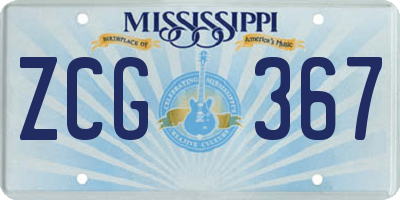 MS license plate ZCG367