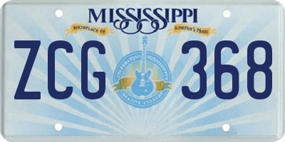MS license plate ZCG368