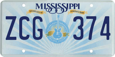 MS license plate ZCG374