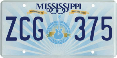 MS license plate ZCG375