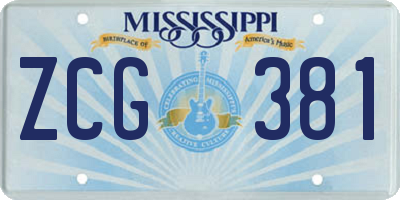 MS license plate ZCG381