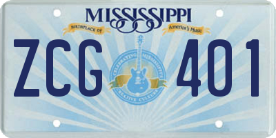 MS license plate ZCG401