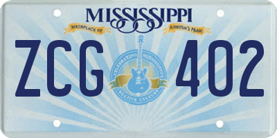 MS license plate ZCG402