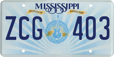 MS license plate ZCG403